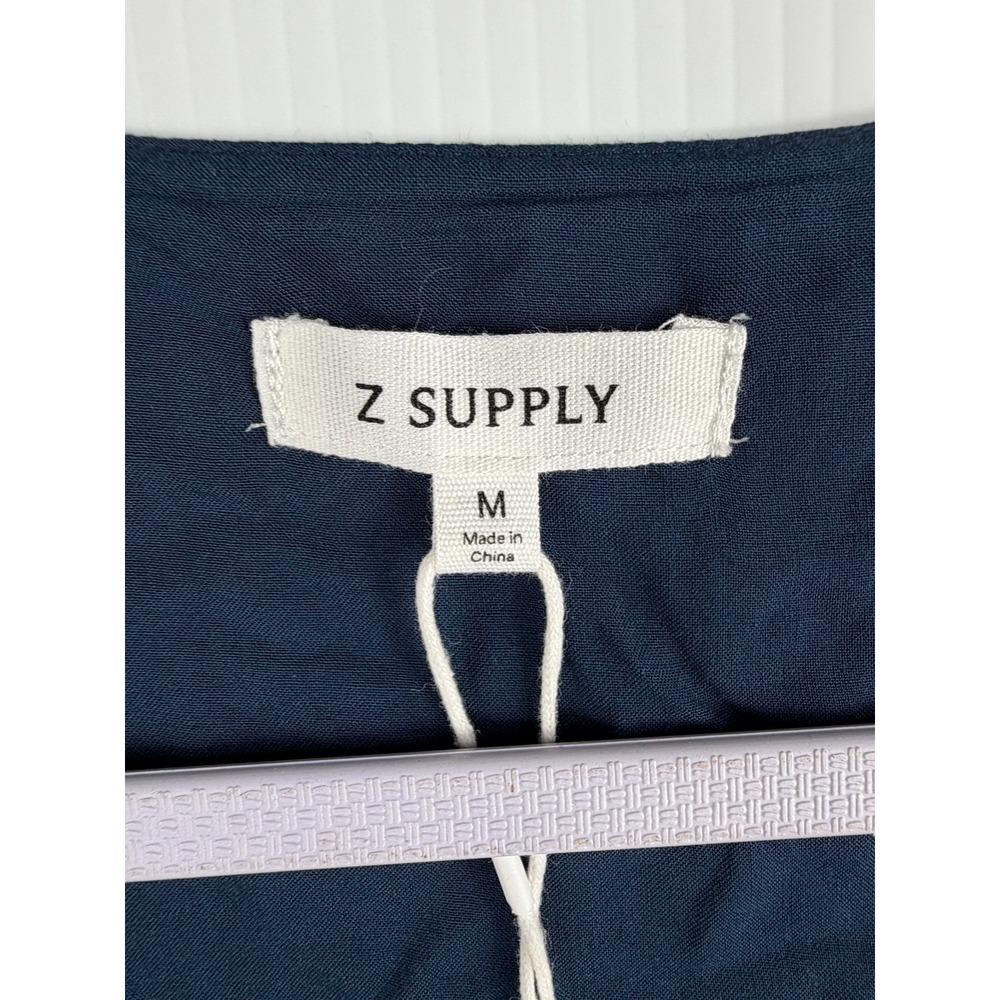 Z SUPPLY Charli Linen Top M Womens Navy Blue Square Neck Cropped Tank $68 - Picture 2 of 7